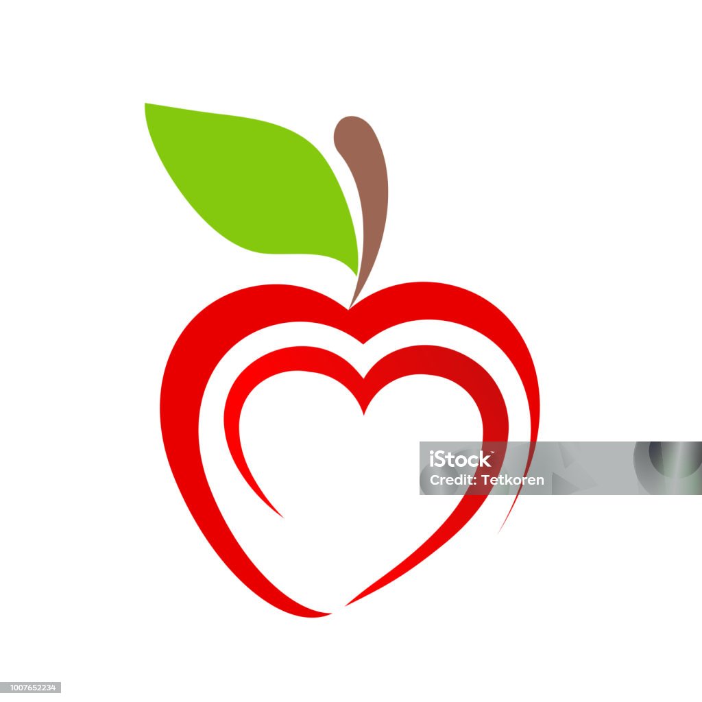 Biểu Tượng Trái Táo Đỏ Với Biểu Tượng Trái Tim Trên Màu Trắng Minh ...