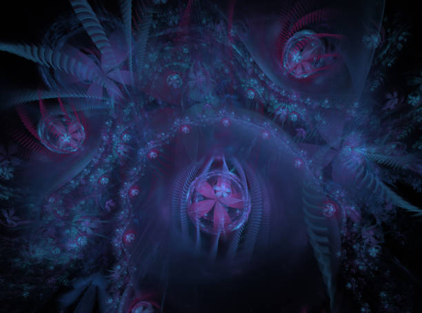 istock Glow Abstract Fractal Flower Background. Translucent bubbles texture with glow Flowers. Bright, multicolored computer generated, fractal abstract background 1007655998