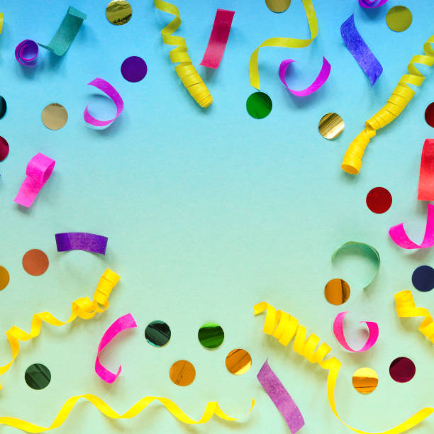 istock Carnival festive decoration on blue background 1007659508