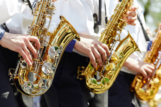 A group of young musicians stock photo