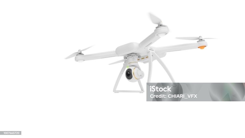 3D Rendering Drone isolated on white background 3D Rendering Drone isolated on white background. Drone Stock Photo