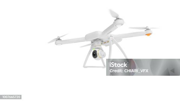 3d Rendering Drone Isolated On White Background Stock Photo - Download Image Now - Drone, Cut Out, Drone Point of View