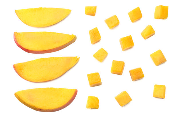 istock mango slice isolated on white background. healthy food. top view 1007668528