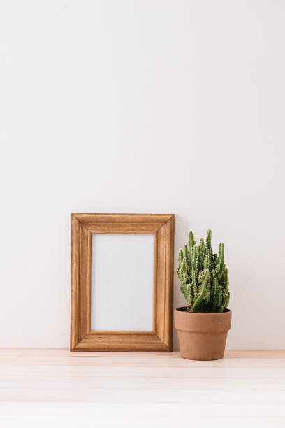 istock mock up frame with cactus pot on wooden floor 1007675498