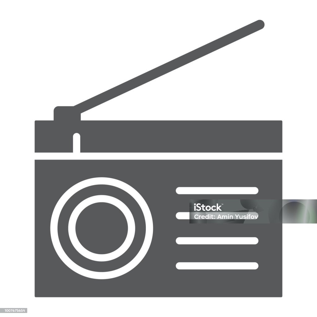 Icône de glyphe de radio, fm et sound, signe de communication, graphiques vectoriels, un modèle solid sur un fond blanc, eps 10. - clipart vectoriel de Poste de radio libre de droits