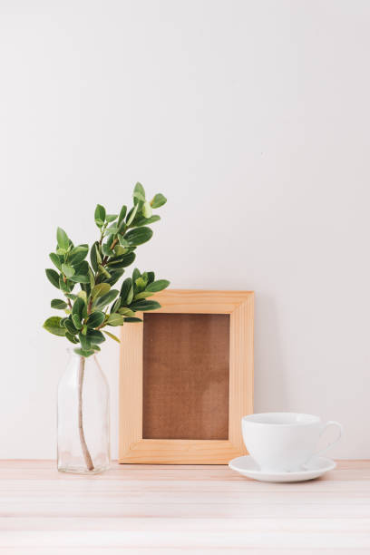 istock Styled tabletop, empty frame, painting art poster interior mock-up 1007678688