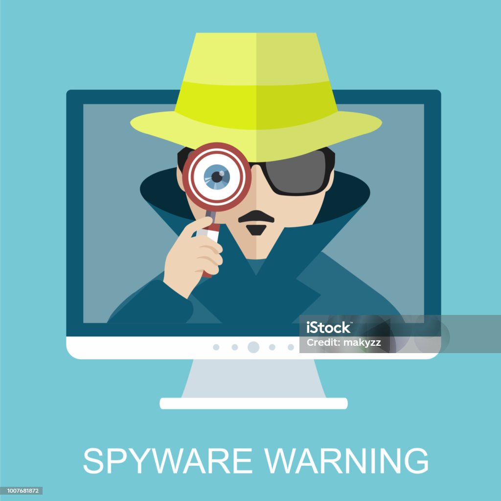 Internet Security And Spyware Warning With Detective Hacking Phishing ...