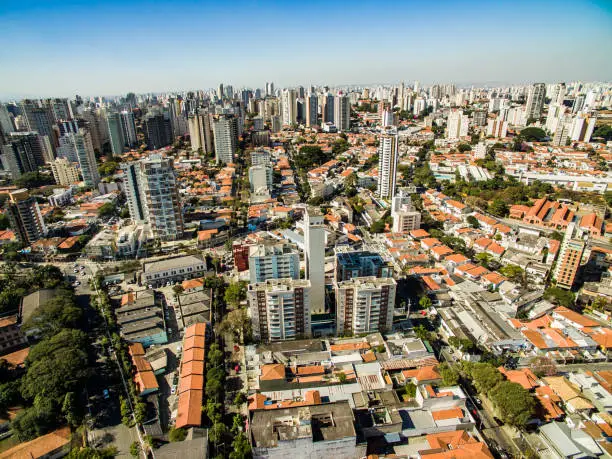 Panoramic view of the buildings and houses of the Vila Mariana neighborhood in São Paulo, Brazil South America