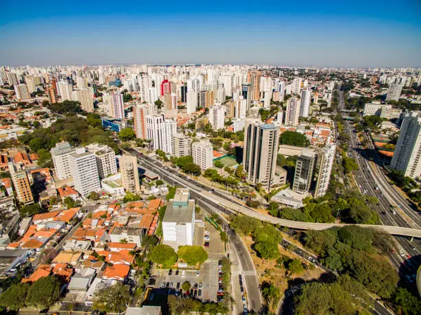 Panoramic view of the buildings and houses of the Vila Mariana neighborhood in São Paulo, Brazil South America