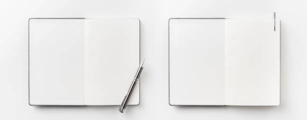 istock Top view collection of  grey notebook, pen, and white open page isolated on background for mockup 1007713710