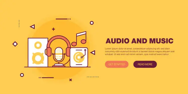 Vector illustration of Audio And Music Banner