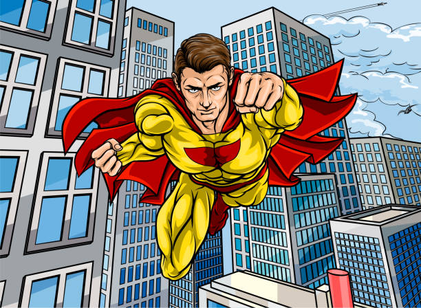 superheld stadtszene - superhero comic book cityscape flying stock-grafiken, -clipart, -cartoons und -symbole