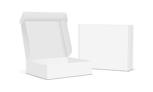Two blank packaging boxes - open and closed mockup