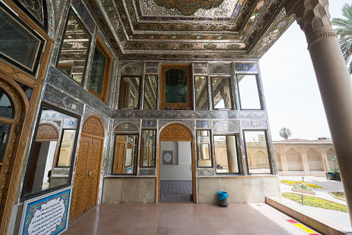 Shiraz, Iran - May 7, 2018: Historic Qavam House of Naranjestan complex is one of the most beautiful mansions in city, open for visitors