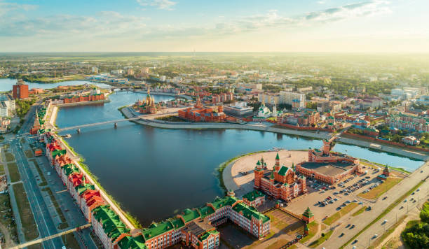 Scenic Skyline of Yoshkar-Ola at Summer Day, Aerial View, Russia - fotografia de stock