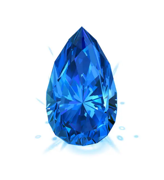 Vector illustration of Beautiful blue gem sapphire isolated on white background. Vector illustration.