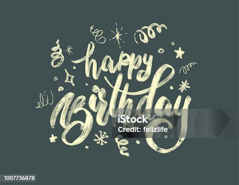 istock hand-drawing modern lettering "happy birthday" on white background 1007736878