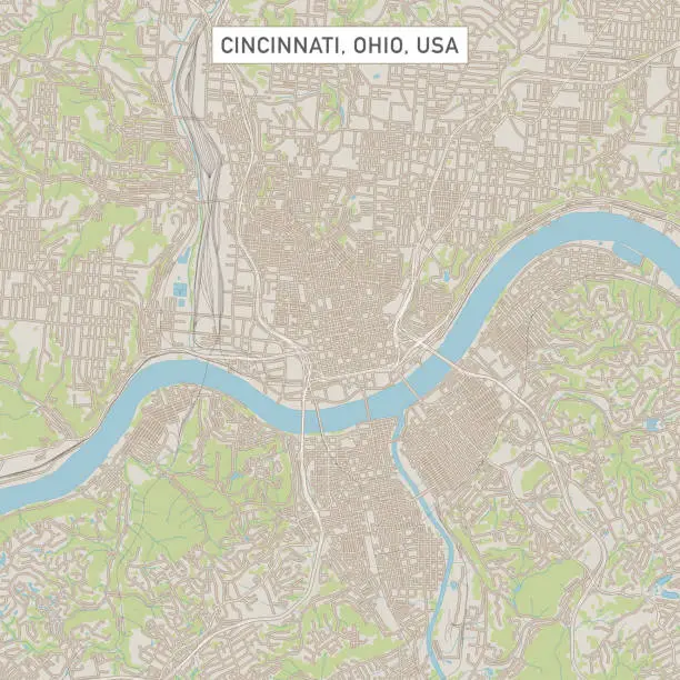 Vector illustration of Cincinnati Ohio US City Street Map