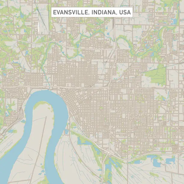 Vector illustration of Evansville Indiana US City Street Map