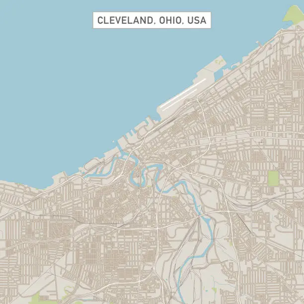 Vector illustration of Cleveland Ohio US City Street Map