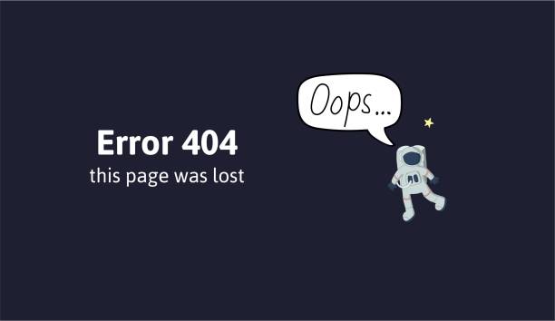 Astronaut in outer space. Text warning message this page was lost. Oops 404 error page, vector template for website. Colored flat vector illustration. Horizontal Astronaut in outer space. Text warning message this page was lost. Oops 404 error page, vector template for website. Colored flat vector illustration. Horizontal. lost in space stock illustrations