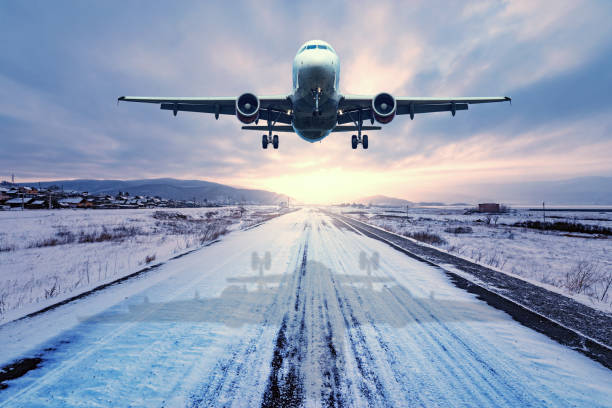 istock Landing of the passenger plane. 1007763996