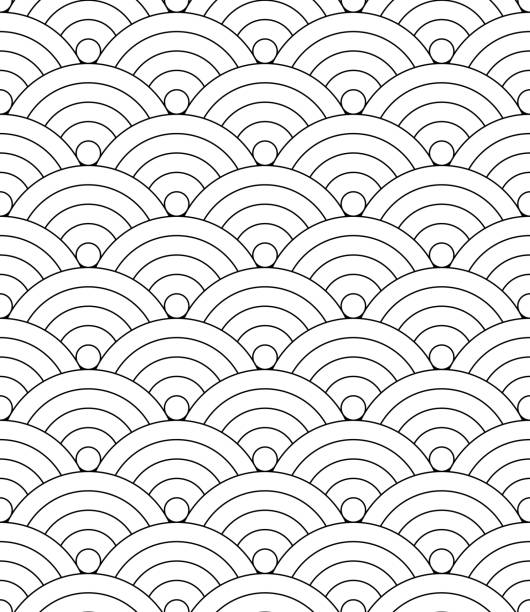Japanese seamless circle abstract wave pattern
