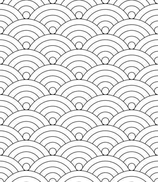 Vector illustration of Japanese seamless circle abstract wave pattern