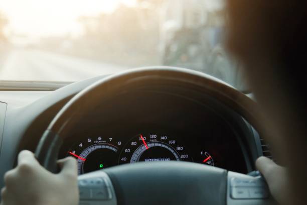 istock Driving car on the road speed 90 km/h 1007769586