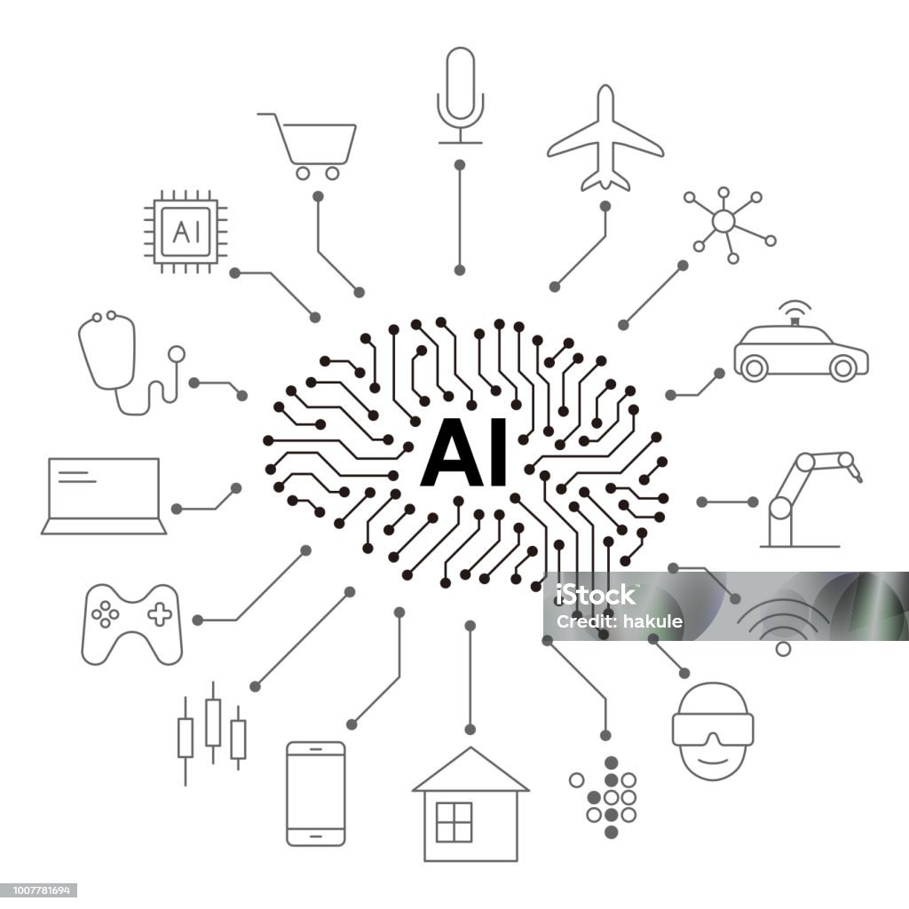 Inteligencia artificial conectar el futuro, ilustración vectorial - arte vectorial de Inteligencia artificial libre de derechos