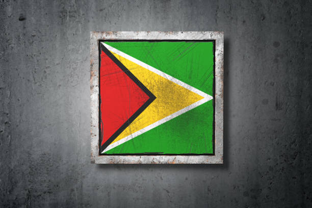 istock Republic of Guyana flag in concrete wall 1007791076