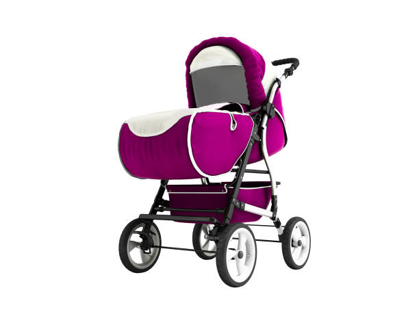 istock Modern purple baby carriage for any weather with white inserts 3d render on white background no shadow 1007795062