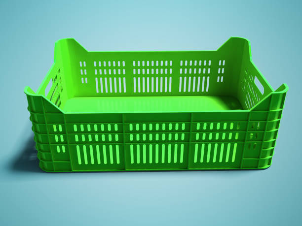 istock Modern dark green fruit box for sale 3d rendering on blue background with shadow 1007799094