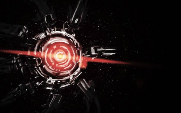 istock Alien spaceship against the background of stars. 1007802728
