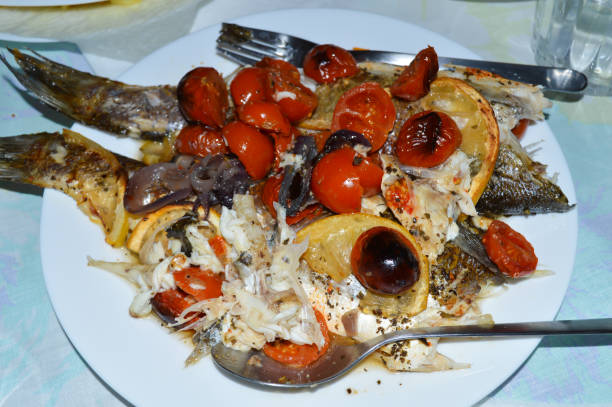 istock Fresh cooked Dorado on a white plate 1007811922