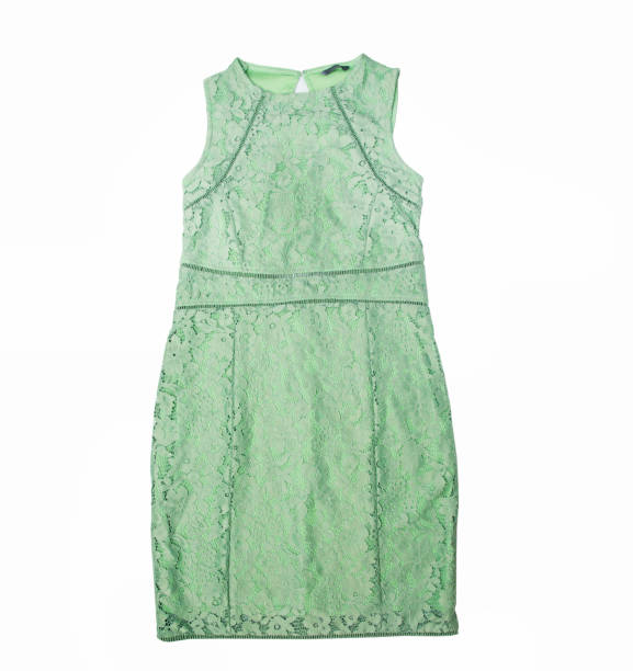 istock Green lace dress isolated on white background 1007824614