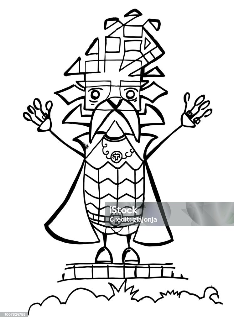 Cute funny wizard Magikus coloring page Wizard coloring page for kids Abstract stock vector