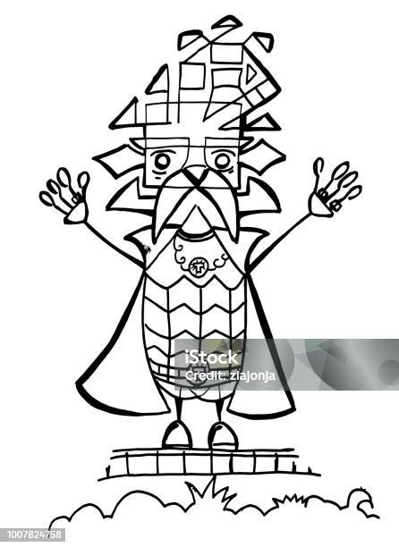 Cute Funny Wizard Magikus Coloring Page Stock Illustration - Download Image Now - Abstract, Adult, Adults Only