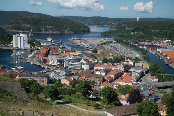 View from Fredriksten festning on the city in Halden, Norway Halden Norway, circa june 2016: View from Fredriksten festning on the city halden norway photos stock pictures, royalty-free photos & images