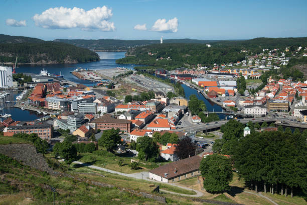 View from Fredriksten festning on the city in Halden, Norway Halden Norway, circa june 2016: View from Fredriksten festning on the city halden norway photos stock pictures, royalty-free photos & images