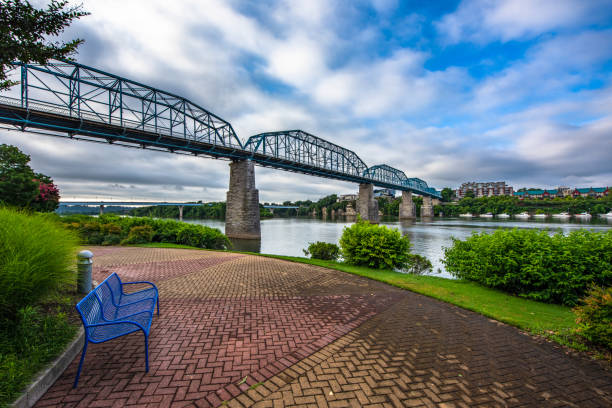 Downtown Chattanooga Tennessee TN Coolidge Park and Market Street Bridge.