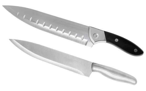 istock Set of kitchen metal knives isolated on a white background 1007836280