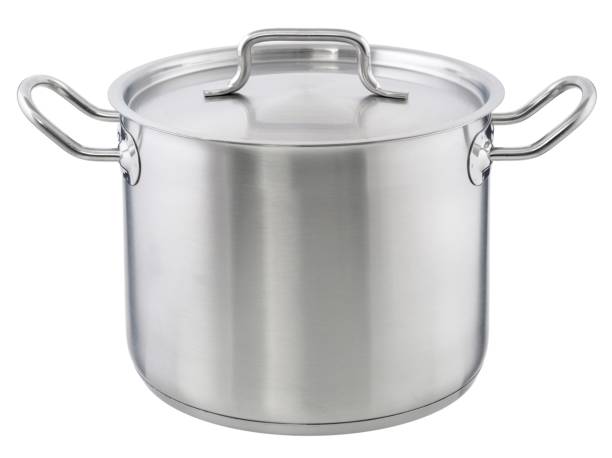istock Metal saucepan with closed lid. an isolated on white background 1007836308