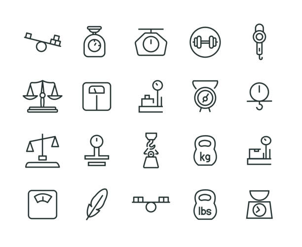 ilustrações de stock, clip art, desenhos animados e ícones de weight icon set - massa