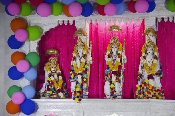 Lord Shriram, Lakshman, Seeta and Hanuman, Salasar Balaji Temple, Akola, Maharashtra, India
