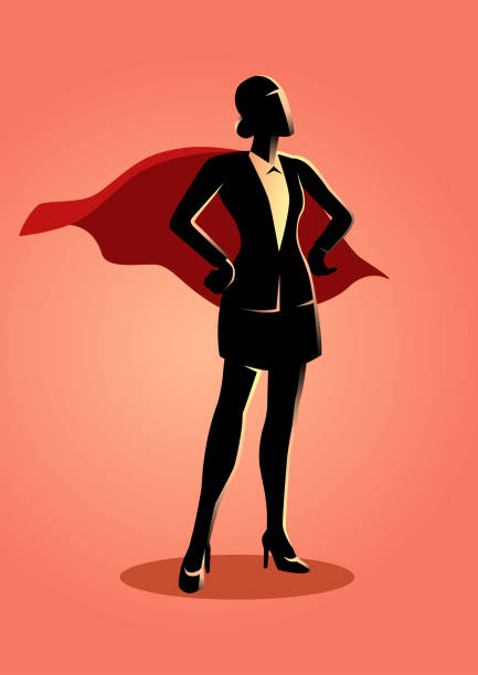 Super businesswoman vector art illustration
