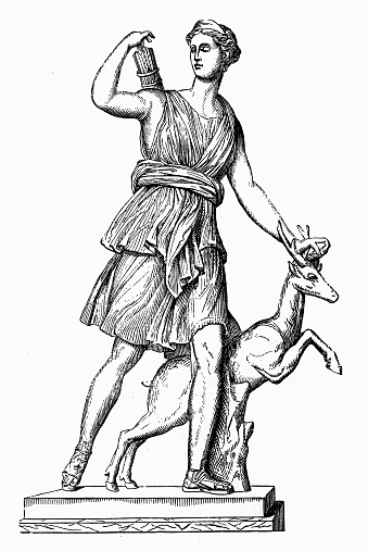 illustration of Artemis (Diana), Greek goddess of the Hunt