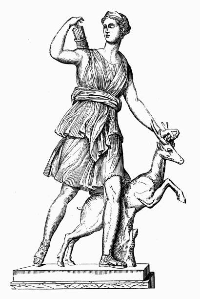 阿耳忒彌斯 (戴安娜), 狩獵的希臘女神 - 女神 插圖 幅插畫檔、美工圖案、卡通及圖標
