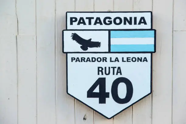 Sign of "Ruta 40" (route number 40), a part of the pan-american highway (Panamerica) in Argentina, South America