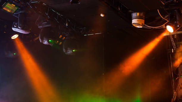 istock Scenic lights with strong beams in smoke 1007845118